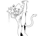  2023 akunim anthro baggy_clothing balancing bottomless breasts butt casual_exposure cat_witch_(smekbo) clothed clothing convenient_censorship crown digital_drawing_(artwork) digital_media_(artwork) domestic_cat embarrassed feet felid feline felis female flashing flexible foot_grab hat headgear headwear mammal monochrome motion_lines no_underwear one_leg_up open_mouth raised_leg robe robe_only small_breasts smekbo smile solo splits spread_legs spreading standing tail vertical_splits witch_costume witch_hat 