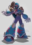  1boy android blue_footwear commentary full_body helmet looking_at_viewer male_focus mega_man_(series) mega_man_x3 mega_man_x_(series) red_eyes rocket simple_background solo tanaka_(is2_p) vile_(mega_man) 