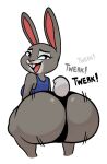  2023 anthro big_butt black_clothing black_panties black_underwear breasts bubble_butt buckteeth butt butt_focus clothing curvy_figure digital_drawing_(artwork) digital_media_(artwork) disney eyelashes female fluffy fluffy_tail fur grey_body grey_fur huge_butt judy_hopps komdog lagomorph leporid long_ears looking_at_viewer looking_back looking_back_at_viewer mammal motion_lines multicolored_body multicolored_fur open_mouth panties purple_eyes rabbit rear_view shirt short_tail simple_background smile solo tail tank_top teeth thick_thighs tongue topwear twerking two_tone_body two_tone_fur underwear white_background wide_hips zootopia 