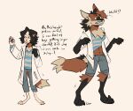  absurd_res anthro biped canid canine chest_tuft claws dipstick_tail female fur fur_growth growth hi_res human human_to_anthro kotacat4 mammal maned_wolf markings mid_transformation solo species_transformation surprise tail tail_markings transformation tuft 