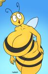  antennae_(anatomy) anthro arthropod artist_name bee big_breasts black_clothing black_dress black_eyelashes black_eyes blue_wings breasts clothing collarbone dress eyelashes female hi_res huge_breasts hymenopteran insect insect_wings lena_the_bee motion_lines multicolored_clothing multicolored_dress oleina open_mouth open_smile pattern_clothing pattern_dress pink_tongue russian_cooking_oil_commercial signature smile solo striped_clothing striped_dress stripes thick_thighs tlumpling tongue two_tone_clothing two_tone_dress wings yellow_body yellow_clothing yellow_dress yellow_skin 