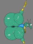  3_toes 4_fingers antennae_(anatomy) anthro anus anus_behind_thong arthropod big_butt bodily_fluids bulge butt clothing dokarian feet fingers flat_colors footwear glistening glistening_body gloves handwear hanna-barbera insect lying male mantis on_side plamzdoom solo space_ghost_(series) spread_legs spreading sweat thong toes underwear 