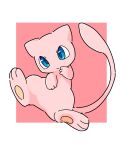  ambiguous_gender blue_eyes chaba feral generation_1_pokemon hi_res legendary_pokemon long_tail looking_at_viewer mew_(pokemon) mouth_closed nintendo pawpads paws pink_body pokemon pokemon_(species) showing_feet showing_paws simple_background solo tail 