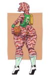  anthro ball basketball_(ball) big_butt breasts butt clothing eel female fish footwear hi_res holding_ball holding_object isabeelle_(zed-s) looking_back marine rear_view shoes socks solo sports_jersey standing thick_thighs thong towel_on_shoulder underwear zed-s 