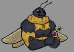  antennae_(anatomy) anthro arthropod bee biceps black_body black_skin dynogreeno flower hi_res hymenopteran insect male muscular muscular_anthro muscular_male neck_tuft plant solo tuft wings yellow_body yellow_skin 