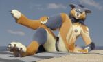  3d_(artwork) anthro beach blizzard_entertainment breasts canid diffident_hexagon digital_media_(artwork) female fur genitals hi_res kaffe mammal nude pussy seaside solo solo_focus towel warcraft were werecanid worgen 