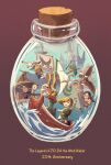  4girls 5boys aryll bird blonde_hair boat bottle brown_background castle copyright_name dark-skinned_female dark_skin english_text european_architecture gonzo_(wind_waker) green_tunic highres holding holding_sword holding_weapon in_bottle in_container komali korok link link&#039;s_grandma macmarenga16 makar medli multiple_boys multiple_girls niko_(wind_waker) one_eye_closed open_mouth seagull simple_background sword teeth tetra the_king_of_red_lions the_legend_of_zelda the_legend_of_zelda:_the_wind_waker tingle toon_link upper_teeth_only water watercraft weapon 