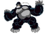  anthro ape black_body black_fur cigarette cigarette_in_mouth cigarette_smoke featureless_crotch feet fur gor_(tomcat) gorilla grey_body grey_nipples grey_skin haplorhine hi_res male mammal musclegut muscular muscular_anthro muscular_male nipples object_in_mouth pecs prehensile_feet primate solo toes tomcat_(artist) 