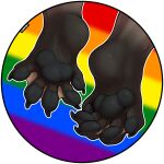  5_toes anthro blackymoon claws corrsk digital_media_(artwork) feet foot_focus fur hi_res lgbt_pride male mammal membrane_(anatomy) mustelid otter pawpads paws pride_colors rainbow_pride_colors simple_background solo toe_claws toes webbed_feet 