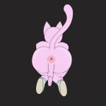  alfonzospaghetti anthro anus clothing domestic_cat felid feline felis footwear fur hi_res male mammal pink_body pink_fur shoes simple_background solo tail y_anus 