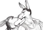  anthro duo female greyscale kangaroo m_bruiser macropod male mammal marsupial monochrome 