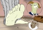  2022 5_toes anthro barefoot bear beastars blue_eyes blurred_background bottomwear bovid brown_body brown_fur brown_nose caprine clothing colored cutaway dall_sheep dialogue digital_media_(artwork) duo english_text exclamation_point extreme_size_difference feet foot_fetish foot_focus footwear fur hi_res horn humanoid_feet inside larger_anthro larger_male looming looming_foot looming_over macro male mammal micro nails pants pattern_bottomwear pattern_clothing pattern_pants pina_(beastars) plantigrade riz_(beastars) school_uniform sheep shirt shoes shrinking size_difference size_transformation smaller_anthro smaller_male smellslikejavier stick_figure striped_bottomwear striped_clothing striped_pants stripes text toenails toes topwear transformation uniform white_body white_clothing white_fur white_shirt white_topwear 