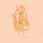 animal_crossing artist_name commentary dripping english_commentary food food_focus fruit jasmine_(atrela.designs) leaf leaf_background no_humans orange_(fruit) orange_background patterned_background popsicle popsicle_stick sparkle watermark 