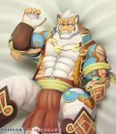  abs anthro claws felid fur hi_res lin_hu male mammal muscular muscular_anthro muscular_male nekojishi pantherine pecs primodrago solo studio_klondike tiger 