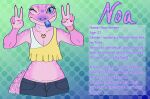  anthro blue_eyes blue_tongue bottomwear clothing colored_nails crop_top denim denim_clothing eublepharid female gecko gesture heart-buzz hi_res jeans jewelry leopard_gecko lgbt_pride lizard looking_at_viewer nails nonbinary_(lore) one_eye_closed pansexual_pride_colors pants pink_body pink_skin pride_colors purple_nose reptile scalie shirt solo spots spotted_body thumb_ring tongue topwear v_sign wink winking_at_viewer 