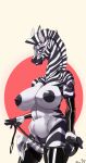  absurd_res anthro big_breasts big_nipples black_nipples breasts equid equine erby female hi_res latex looking_at_viewer mammal multicolored_body nipples pose smile solo striped_body stripes two_tone_body wide_hips zebra zebrov 