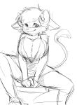  anthro big_breasts bovid breasts caprine clothed clothing dress female hi_res horn looking_at_viewer mammal monochrome reclusivesheep sheep sitting sketch solo 