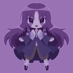  1other androgynous bandages capelet clause coat collared_shirt evanescent_existence fox10991 len&#039;en long_hair long_sleeves necktie open_mouth pants purple_background purple_eyes purple_hair shirt smile very_long_hair 