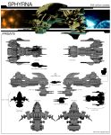  3d absurdres beam_cannon blueprint_(medium) cannon commentary concept_art copyright_name dated energy_cannon english_text eve_online frank3082 from_side highres laser_cannon machinery military_vehicle no_humans original planet reference_sheet science_fiction sky space spacecraft star_(sky) starry_sky thrusters turret vehicle_focus 