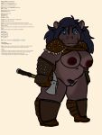  armor axe battle_axe breasts clothed clothing common_hippopotamus dungeons_and_dragons female freckles genitals giff hasbro hi_res hippopotamid mammal nsfw nude partially_clothed pussy simple_background wizards_of_the_coast 