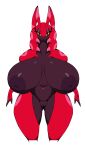  2020 absurd_res antennae_(anatomy) anthro areola arthropod belly big_areola big_breasts biped black_areola black_body black_nipples breasts brown_eyes exoskeleton eyelashes female front_view generation_5_pokemon genitals half-closed_eyes hi_res huge_breasts lidded_eyes looking_at_viewer markings multicolored_body narrowed_eyes navel nintendo nipples noriega nude pink_markings pokemon pokemon_(species) pokemorph portrait pussy red_body scolipede simple_background slightly_chubby solo standing symmetry thick_thighs three-quarter_portrait white_background wide_hips yellow_sclera 
