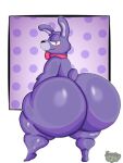  2023 3:4 animatronic anthro big_butt biped blush bonnie_(fnaf) butt digital_media_(artwork) five_nights_at_freddy&#039;s huge_butt hyper hyper_butt lagomorph leporid looking_back machine male mammal nude rabbit rear_view robot scottgames simple_background smile solo thick_thighs wide_hips yoshuacomoyoshu 