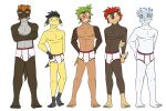  anthro anthrofied bergmite briefs briefs_only bulge chespin clothed clothing colored_seam_underwear crossed_arms fossil_pokemon fuze generation_6_pokemon group helioptile hi_res litleo male navel nintendo nipples pokemon pokemon_(species) pokemorph red_seam_briefs red_seam_underwear topless tyrunt underwear underwear_only white_briefs white_clothing white_underwear 