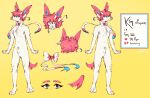  anthro blue_eyes eeveelution eyebrows eyes_closed featureless_crotch front_view fur generation_6_pokemon glistening glistening_eyes hair lionfloof male model_sheet mouth_closed nintendo nude pink_ears pink_eyebrows pink_hair pink_nose pokemon pokemon_(species) simple_background solo standing sylveon white_body white_fur yellow_background 