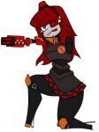  bleezzeeart bottomwear breasts clothing female gesture hair humanoid leggings legwear long_hair machine mimi_sentry mini_sentry pointing red_eyes red_team robot sentry_gun_(team_fortress_2) skirt solo team_fortress_2 thick_thighs turret valve weapon 