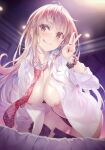  1girl absurdres breasts comic_aun highres looking_at_viewer misaki_kurehito nipples simple_background 
