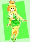  absurd_res animal_crossing anthro canid canine canis clothing cranebear domestic_dog dress female hi_res isabelle_(animal_crossing) mammal nintendo pinup pose solo 