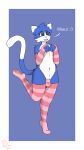  :3 absurd_res anthro armwear blue_body blue_fur bulge clothed clothing dangermons domestic_cat felid feline felis fur girly hi_res jetta_(jettacat) legwear male mammal nipples panties partially_clothed pink_clothing simple_background solo tongue tongue_out underwear white_body white_fur 