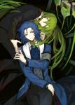  2boys armband ascot black_jacket black_pants blue_ascot blue_coat blue_hair blue_nails chesed_(project_moon) closed_mouth coat collared_shirt commentary_request green_eyes green_hair green_nails grey_vest intravenous_drip jacket lobotomy_corporation long_sleeves male_focus multiple_boys netzach_(project_moon) nishikujic open_clothes open_coat pants parted_lips project_moon shirt short_hair smile vest white_shirt yellow_eyes 