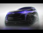  artist_name cadillac cadillac_escalade chromatic_aberration glowing grey_background kai55 letterboxed no_humans original smoke sports_utility_vehicle vehicle_focus 