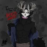  absurd_res anthro black_body black_fur canid canine dialogue fur hi_res looking_at_viewer male mammal seductive simple_background skulldog_(species) solo talking_to_viewer z4rk0 