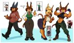  2023 aardman_animations abs absurd_res anthro baseball_cap bent_over blonde_hair bottomwear brown_body brown_fur brown_hair canid canine canis ceehaz clothing cosplay dobermann dog_knight_rpg domestic_dog female flexing footwear fur furgonomic_headwear furgonomics gesture hair hand_in_pocket hat headgear headwear hi_res high_heels hoodie mammal multiple_outfits muscular muscular_anthro muscular_arms muscular_female necktie pawpads pencil_skirt pinscher pockets rory_(ceehaz) skirt solo tail tail_motion tailwag thumbs_up topwear wallace_(wallace_and_gromit) wallace_and_gromit 