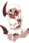  2017 3_fingers 3_toes absol ambiguous_gender anthro anthrofied biped black_horn black_pupils black_tail blade brown_body brown_fur claws colored cute_fangs digital_media_(artwork) featureless_crotch feet feral finger_claws fingers fluffy fluffy_chest forehead_gem front_view full-length_portrait fur generation_3_pokemon hair hi_res hindpaw horn kemono looking_at_viewer mammal monotone_hair monotone_tail multicolored_body multicolored_fur neck_tuft nintendo nude open_mouth pawpads paws pink_pawpads pink_tongue pokemon pokemon_(species) pokemorph portrait pupils red_eyes semi-anthro shaded short_hair simple_background sitting solo suppainu tail tail_blade three-quarter_view toe_claws toes tongue tuft two_tone_body two_tone_fur weapon_tail white_background white_body white_fur white_hair 