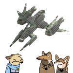  anthro armor camo canid canine canis cape clothing domestic_dog explosive-reactive_armor female fennec fox gloves group handwear heresy_(artist) lancer:_the_knights_of_fenris male mammal maned_wolf medal meme military spacecraft trio uniform vehicle webcomic_character 