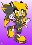  absurd_res afrosoricid anthro black_body black_fur blonde_hair bottomwear clothed clothing fan_character female footwear fur gloves hair handwear hi_res looking_at_viewer mammal multicolored_body multicolored_fur pants pose sega sharp_teeth shoes sirjzau solo sonic_the_hedgehog_(series) teeth tenrec tomboy yellow_eyes zauko_the_tenrec 