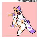  :d animated anthro blue_eyes cally_(theenyface) domestic_cat felid feline felis female footprint fur loop mammal open_mouth orange_body orange_fur pawprint pawprint_marking purple_body purple_fur rocking sitting smile solo tail theenyface white_body white_fur 