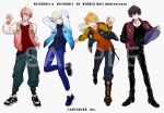  4boys akagi_wen baggy_pants belt black_belt black_footwear black_hair black_pants black_shirt blonde_hair blue_eyes blue_footwear blue_pants blue_shirt clenched_hand cross-laced_footwear full_body futaba_hazuki grin hibachi_mana hood hoodie jacket jewelry male_focus multiple_boys necklace nijisanji official_art one_eye_closed open_clothes open_jacket orange_hoodie oriens_(nijisanji) pants pink_hair purple_eyes red_shirt saiki_ittetsu sample_watermark shirt shoes smile sneakers usami_rito virtual_youtuber watermark yellow_eyes 