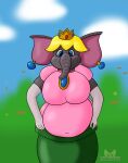  big_breasts breasts elephant elephantid felinelux hi_res huge_breasts mammal mario_bros nintendo overweight princess_peach proboscidean slightly_chubby 