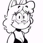  amy_(creator_ant) animated anthro black_and_white breasts clothed clothing creator_ant domestic_cat felid feline felis female hair long_hair looking_at_viewer mammal monochrome simple_background smile solo 