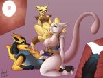  abra alpha_abra alpha_lucario anthro artomis big_breasts bodily_fluids breasts clothing cowgirl_position cum cum_in_pussy cum_inside cunnilingus eyes_closed eyewear female female/female female_penetrated from_front_position generation_1_pokemon generation_4_pokemon genital_fluids genitals glasses group group_sex hi_res impregnation internal internal_vaginal legendary_pokemon levitation lucario male male/female male_penetrating male_penetrating_female mewtwo nintendo nipples on_bottom on_top oral pearl123_art penetration penile penile_penetration penis_in_pussy pokemon pokemon_(species) pussy sex simple_background smile threesome trio vaginal vaginal_penetration 