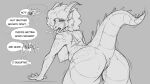  all_fours anthro bent_over big_breasts big_butt bodily_fluids breasts butt dialogue dragon female genital_fluids hair horn human_to_anthro moan nude pussy_juice raised_tail scalie sketch solo species_transformation speech_bubble spiked_tail spikes spikes_(anatomy) tail thick_tail tongue tongue_out transformation watsup 