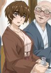  :o bald blush bra breasts brown_eyes brown_hair clothes_pull collarbone grey_hair japanese_clothes kimono kosokosomaru_(higashi_taishi) large_breasts mind_control mizuno_nanatsu nipples old old_man original school_uniform short_hair thick_eyebrows topless ugly_man underwear yukata 