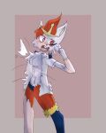  anthro button_pop cinderace clothing crumbleumble female generation_8_pokemon hair hi_res mid_transformation nintendo pokemon pokemon_(species) red_hair shocked solo spiral_eyes torn_clothing transformation 