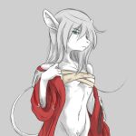  1:1 2017 anthro breasts burmecian chest_wraps colored female final_fantasy final_fantasy_ix freya_crescent hair hair_over_eye hi_res looking_at_viewer mammal mostly_nude navel nipple_outline one_eye_obstructed plagueofgripes purple_background rodent simple_background solo square_enix third-party_edit wraps 