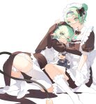  apron ass bow bowtie character_doll chest_jewel detached_collar glasses green_hair hairband highres linka_(xenoblade) maid maid_apron mother_and_daughter pandoria_(xenoblade) panties pointy_ears stephanieh81080 thighhighs underwear white_panties xenoblade_chronicles_(series) xenoblade_chronicles_2 xenoblade_chronicles_3 xenoblade_chronicles_3:_future_redeemed zeke_von_genbu_(xenoblade) 