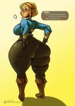  big_breasts big_butt blonde_hair breasts butt clothed clothing english_text female hair hi_res holding_breast huge_butt humanoid hylian nintendo not_furry princess_zelda solo tail-blazer text the_legend_of_zelda thick_thighs url 
